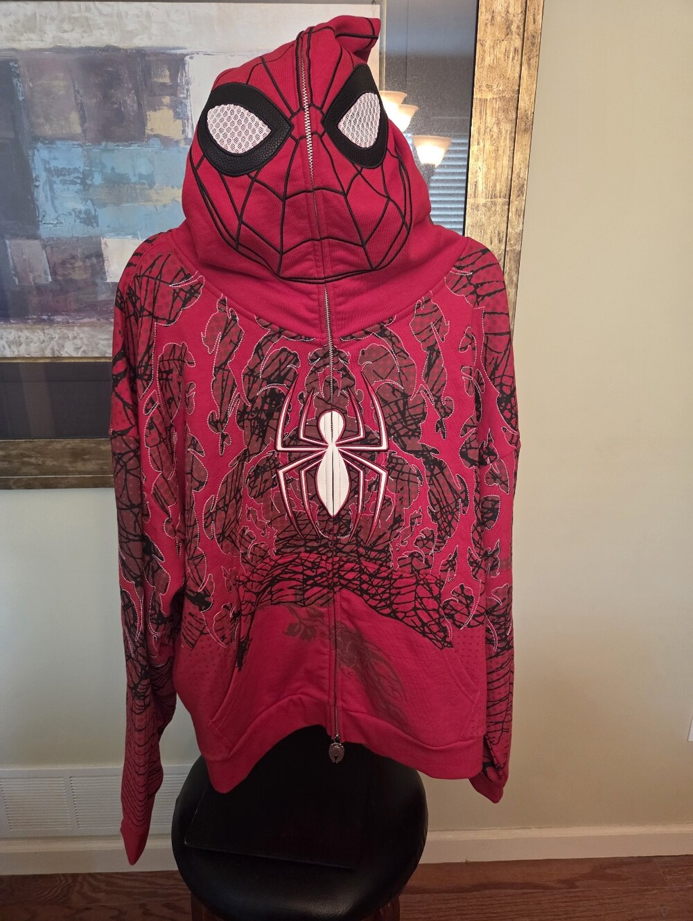 Civil Regime x Marvel Spider-Man Web Rose Full Zip Hoodie Red XXL 2XL NWT